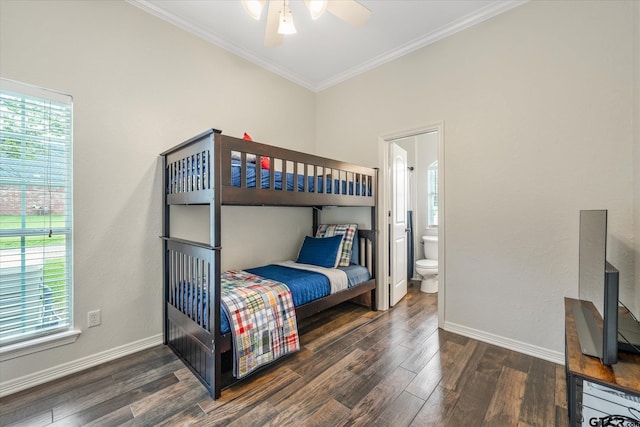 523 Southcreek Dr, Chandler, TX 75758 - bedroom with baseboards, wood finished floors, ornamental molding, and multiple windows