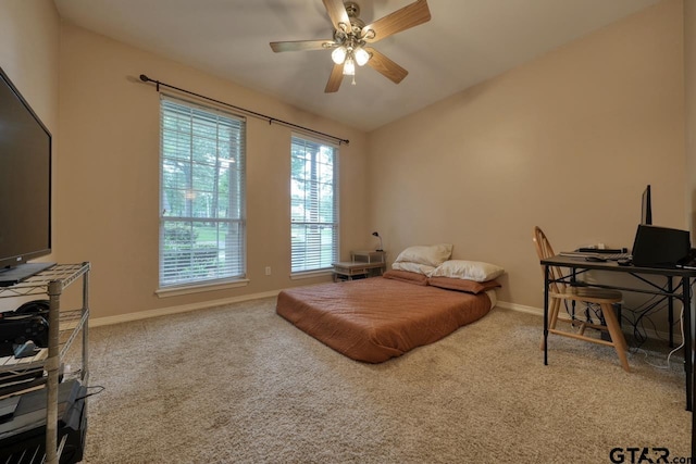 3606 Brookview Ct, Tyler, TX 75707 - carpeted office featuring ceiling fan and lofted ceiling