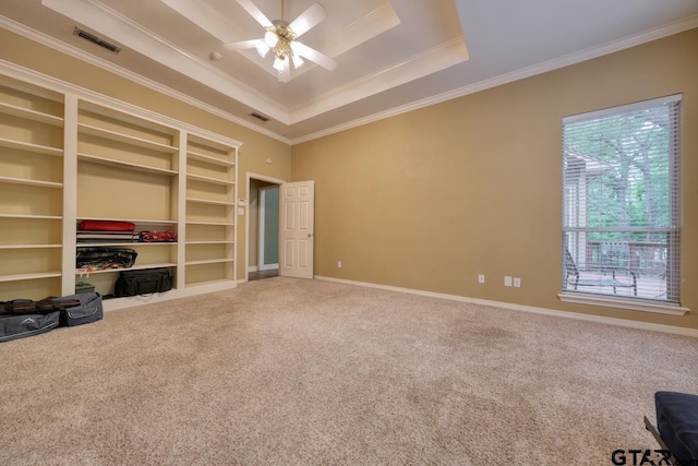 3606 Brookview Ct, Tyler, TX 75707 - unfurnished bedroom with carpet flooring, a raised ceiling, and ornamental molding