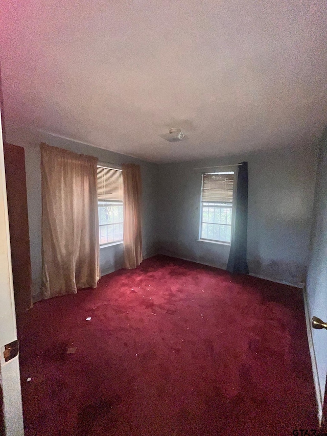 carpeted spare room featuring a textured ceiling and a wealth of natural light