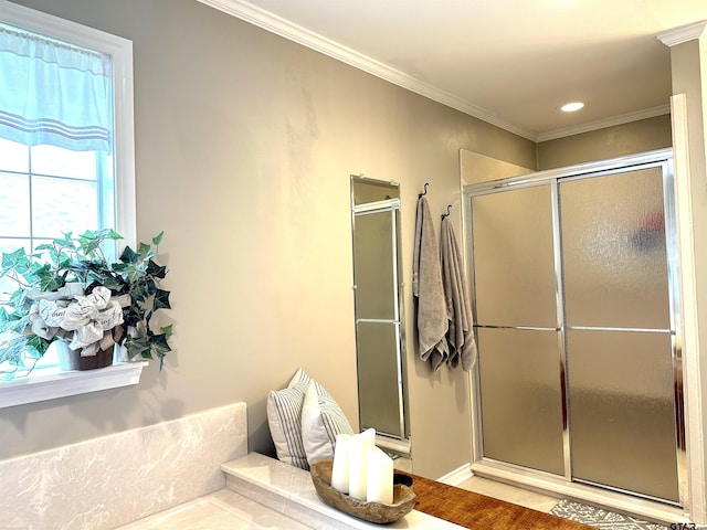 142 Parrish St, Rusk, TX 75785 - full bath with a stall shower, crown molding, and recessed lighting