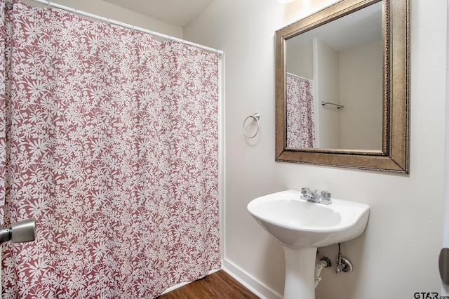 bathroom featuring hardwood / wood-style floors