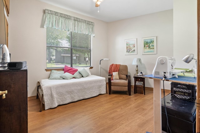 bedroom with light hardwood / wood-style flooring