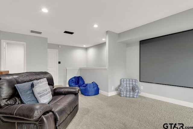 425 Lakeview Dr, Hideaway, TX 75771 - home theater room featuring carpet flooring, baseboards, and recessed lighting