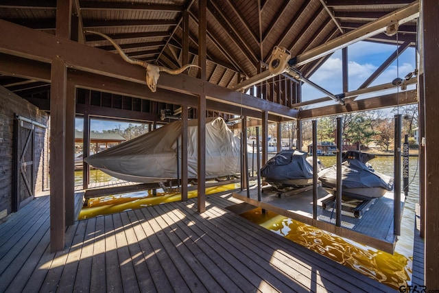 dock area featuring boat lift