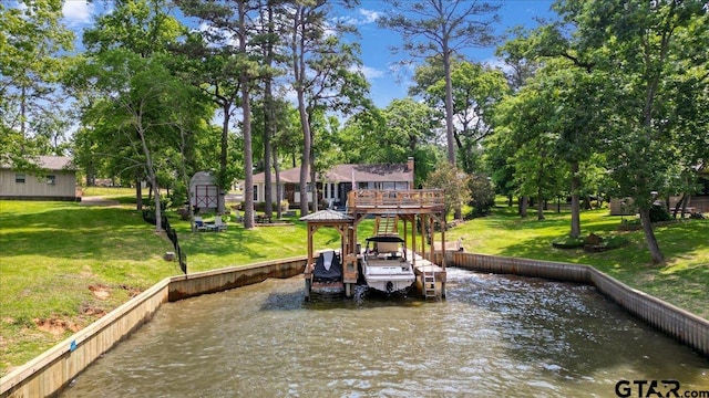 23324 Bay Side Dr, Bullard, TX 75757 - dock featuring a water view, a yard, and view of scattered trees