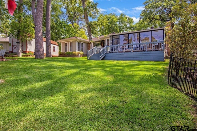23324 Bay Side Dr, Bullard, TX 75757 - view of yard featuring a sunroom and a deck