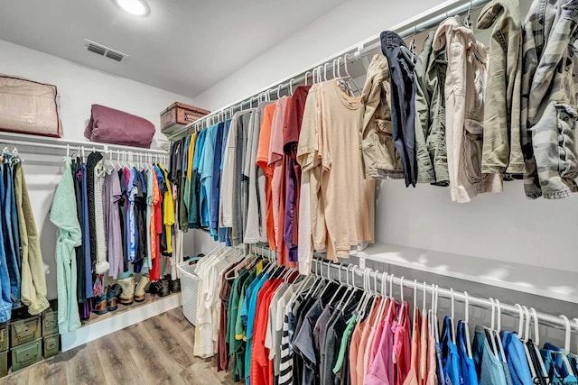 spacious closet featuring hardwood / wood-style flooring