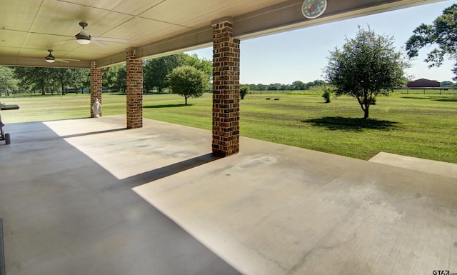 view of patio / terrace with a ceiling fan