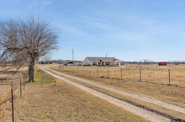 view of road featuring a rural view