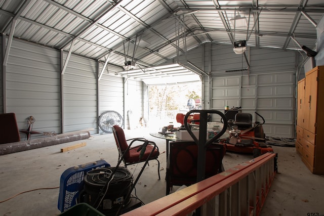 garage with a garage door opener