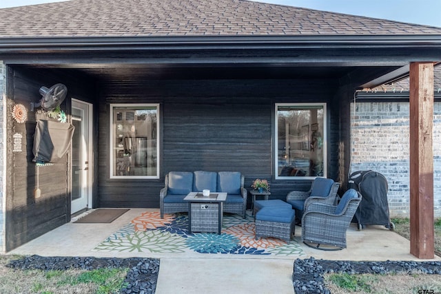 view of patio / terrace with grilling area and an outdoor living space