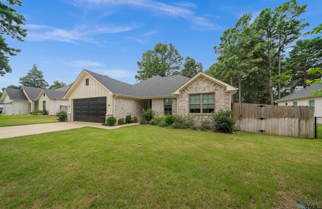 21488 Forest Pl, Flint, TX 75762 - view of front of house with an attached garage, driveway, brick siding, and board and batten siding