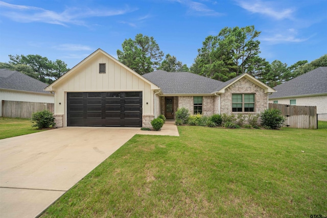 21488 Forest Pl, Flint, TX 75762 - view of front of home with a garage, brick siding, concrete driveway, and board and batten siding