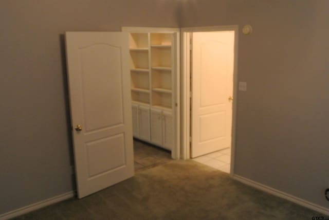 interior space with a closet and carpet floors