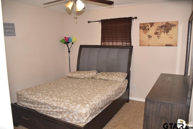 bedroom with carpet and ceiling fan