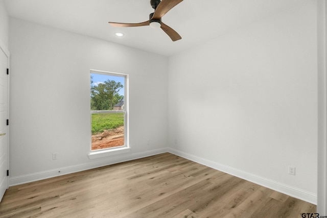 11905 Tara Ln, Lindale, TX 75771 - empty room featuring light wood-style flooring, baseboards, recessed lighting, and ceiling fan