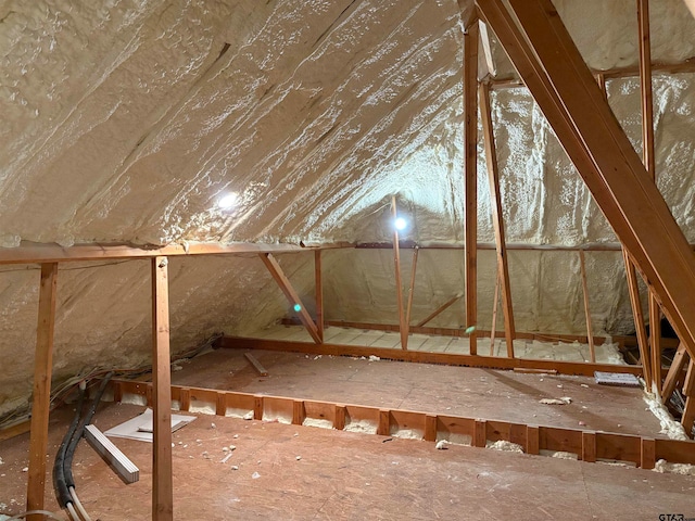 view of unfinished attic