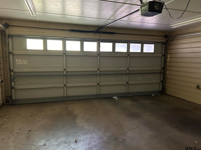 garage with a garage door opener