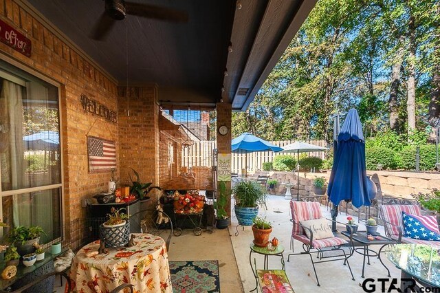 view of patio / terrace with ceiling fan