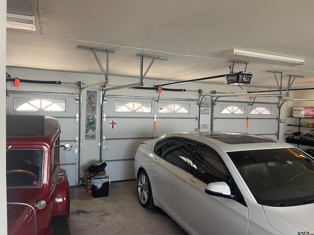 garage with a garage door opener