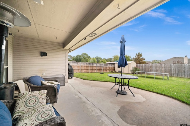 view of patio / terrace featuring a trampoline