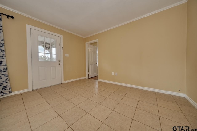 tiled entryway with ornamental molding