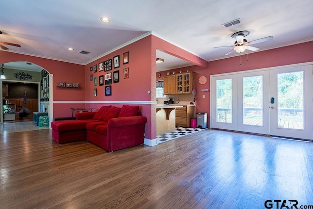 1017 Hilltop Dr, Palestine, TX 75801 - living area featuring ceiling fan, plenty of natural light, and wood finished floors