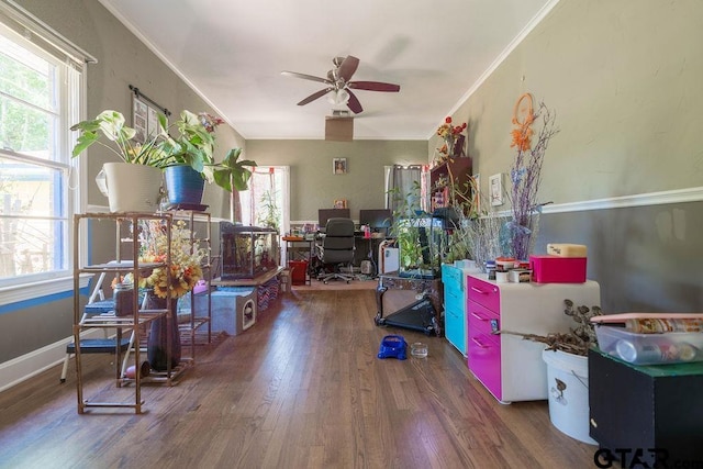 1017 Hilltop Dr, Palestine, TX 75801 - interior space with a healthy amount of sunlight, ceiling fan, and wood finished floors