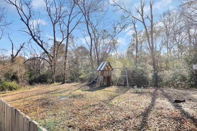 view of yard featuring a playground