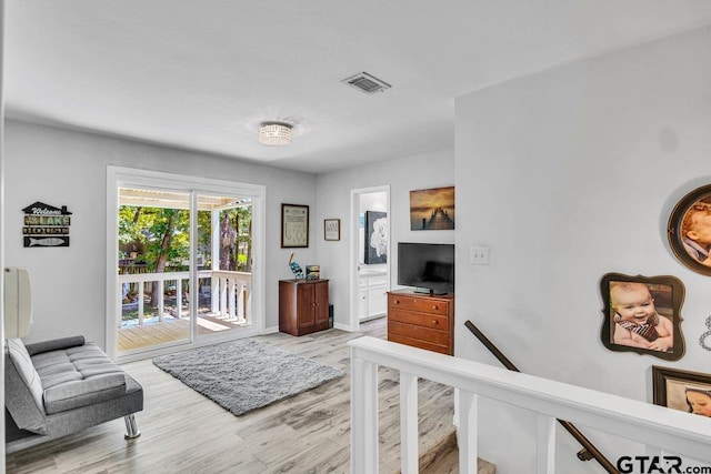 interior space with light hardwood / wood-style floors