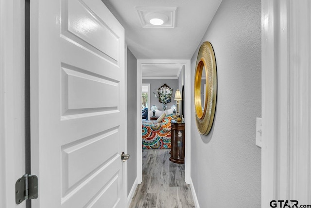 hall with light hardwood / wood-style flooring