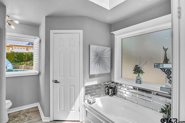 bathroom featuring a bath and toilet