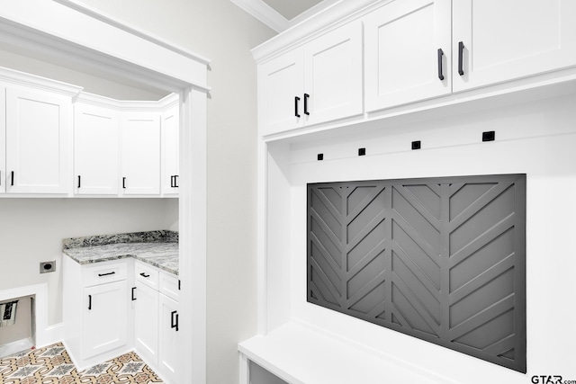 mudroom with crown molding