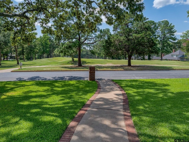 view of community featuring a lawn