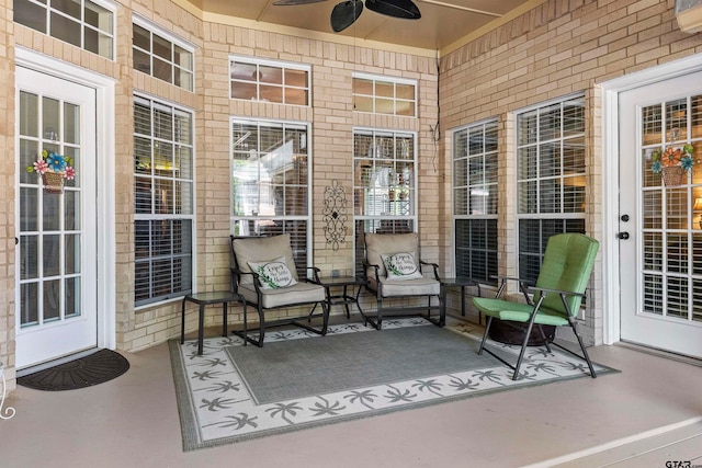 view of patio / terrace featuring ceiling fan