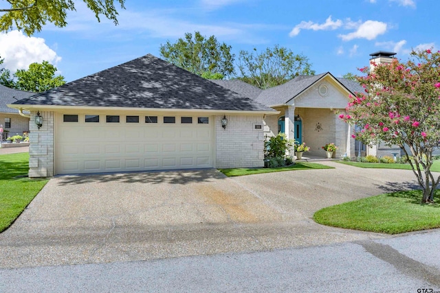 single story home with a garage