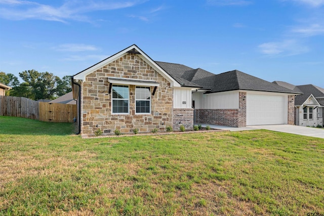 113 Hay Mdw, Winona, TX 75792 - view of front facade with concrete driveway, a garage, board and batten siding, and stone siding