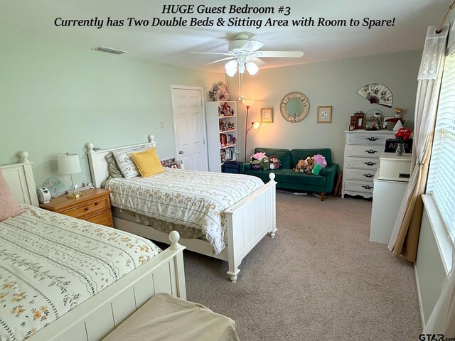 237 Oregon St, Van, TX 75790 - bedroom with light colored carpet and ceiling fan