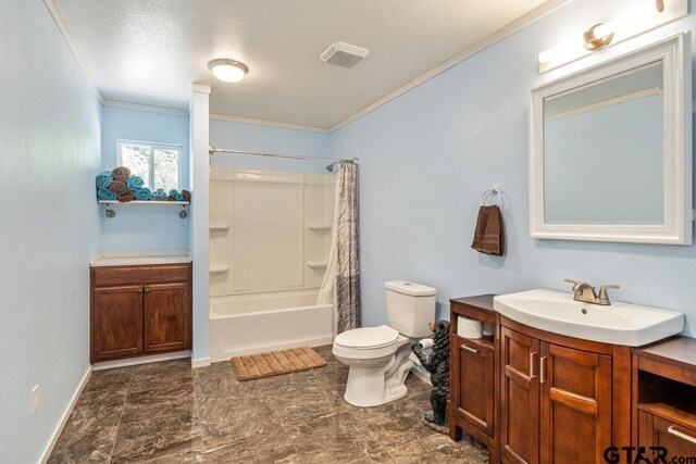 15200 W US Highway 175, Eustace, TX 75124 - full bathroom featuring ornamental molding, vanity, and shower / tub combo