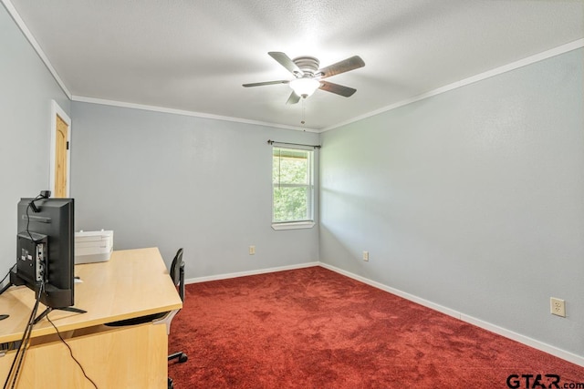 15200 W US Highway 175, Eustace, TX 75124 - unfurnished office featuring a ceiling fan, ornamental molding, and carpet floors