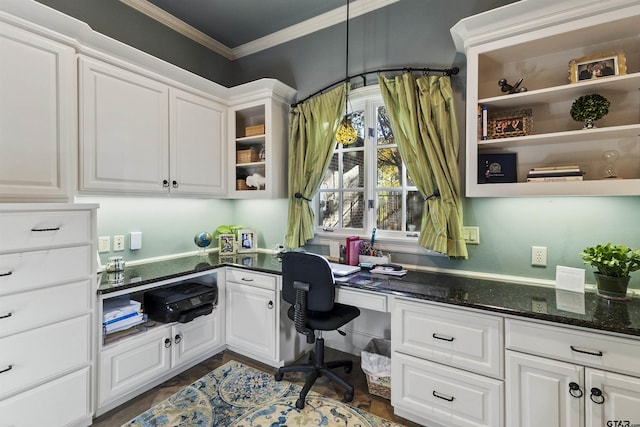 2205 Kingsmill Cir, Tyler, TX 75703 - office space with crown molding and built in study area