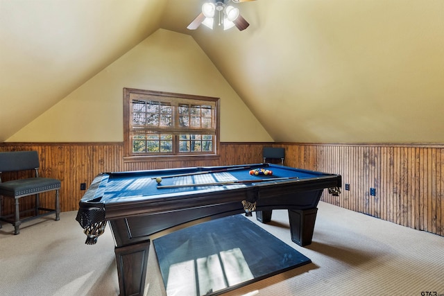 2205 Kingsmill Cir, Tyler, TX 75703 - rec room with a wainscoted wall, carpet floors, and pool table