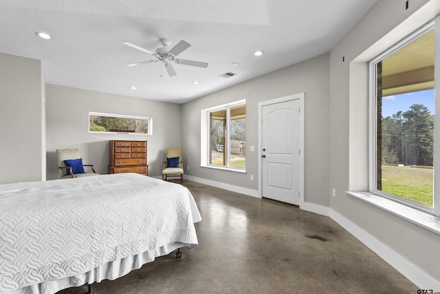 bedroom featuring ceiling fan