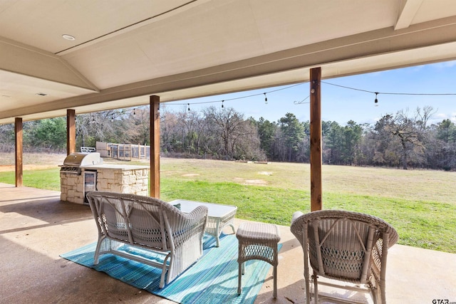 view of patio featuring area for grilling and an outdoor kitchen