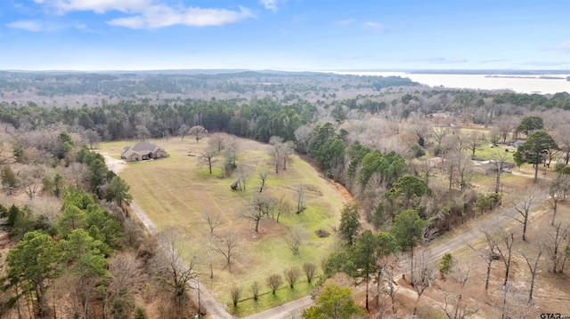 aerial view featuring a rural view and a water view