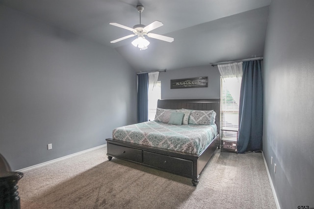 5734 Mustang Trl, Tyler, TX 75707 - carpeted bedroom featuring lofted ceiling, ceiling fan, and baseboards