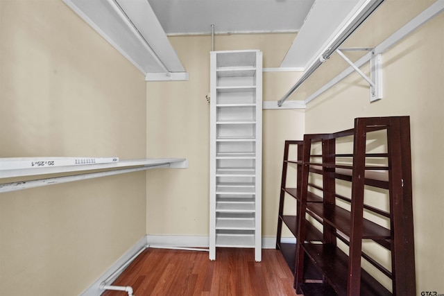 walk in closet featuring dark hardwood / wood-style floors