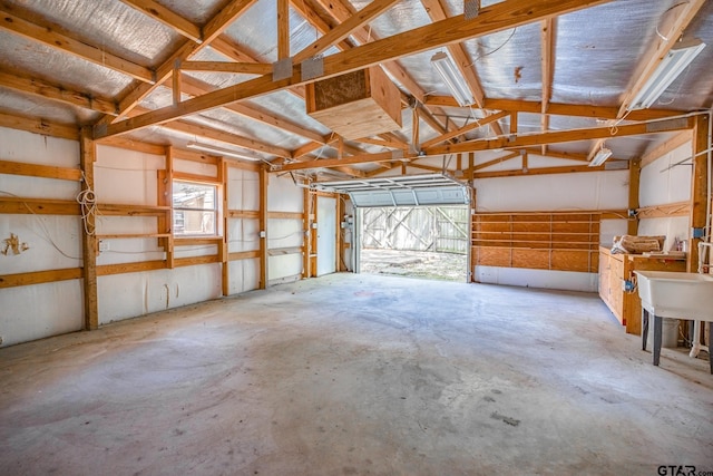 garage with a sink