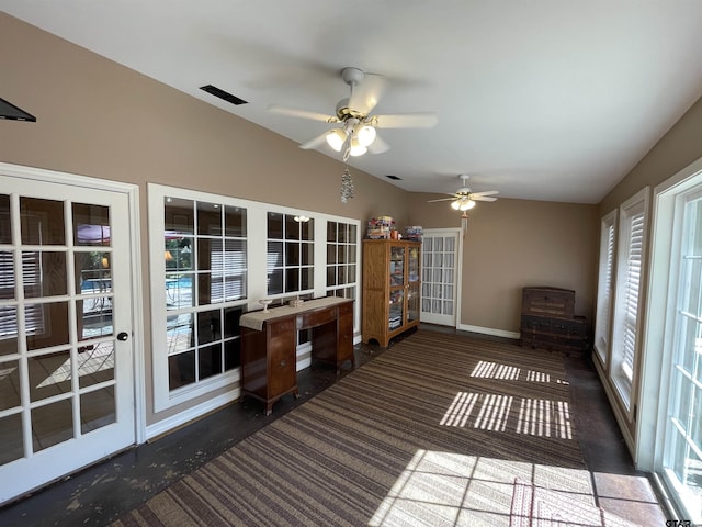 3617 Flagstone Dr, Tyler, TX 75707 - unfurnished sunroom featuring lofted ceiling and french doors